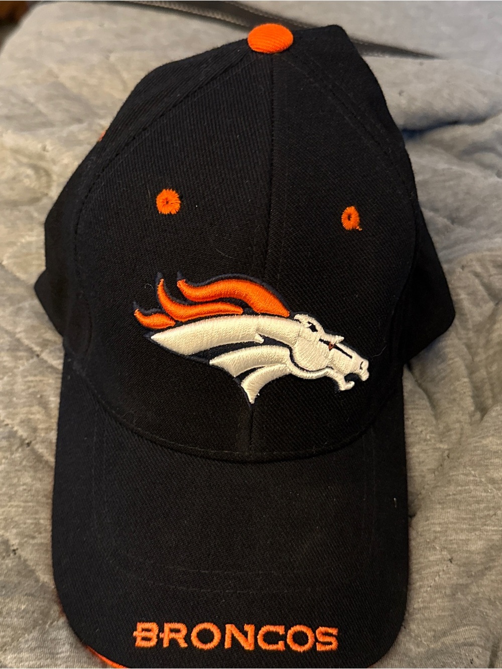 Denver Broncos NFL Hat Black Cap Orange Trim Embroidered Logo Adjustable